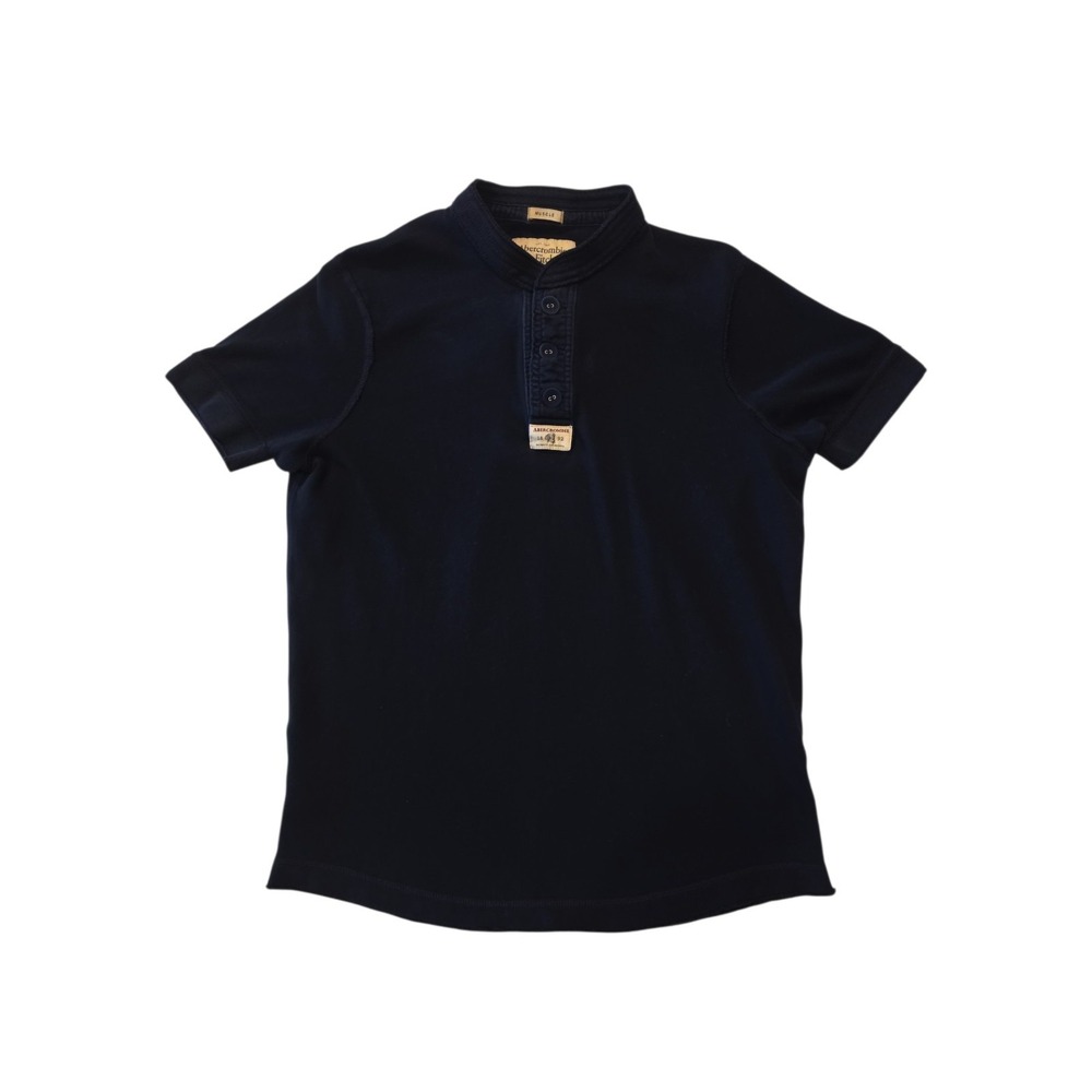 Abercrombie & Fitch Muscle Fit Henley Shirt Men's XL Navy Blue 3 Button Y2K